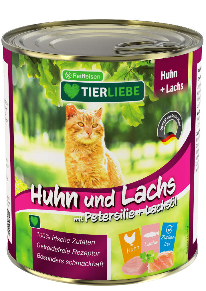 TIERLIEBE Katzen-Nassfutter Huhn und Lachs